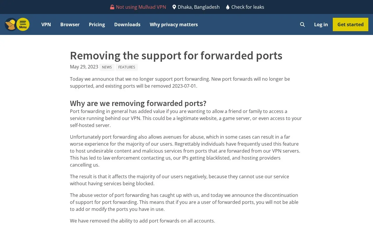 No Port Forwarding homepage screenshot