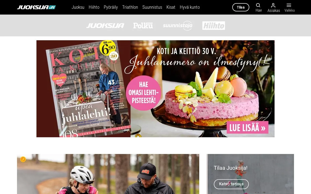 Juoksija homepage screenshot