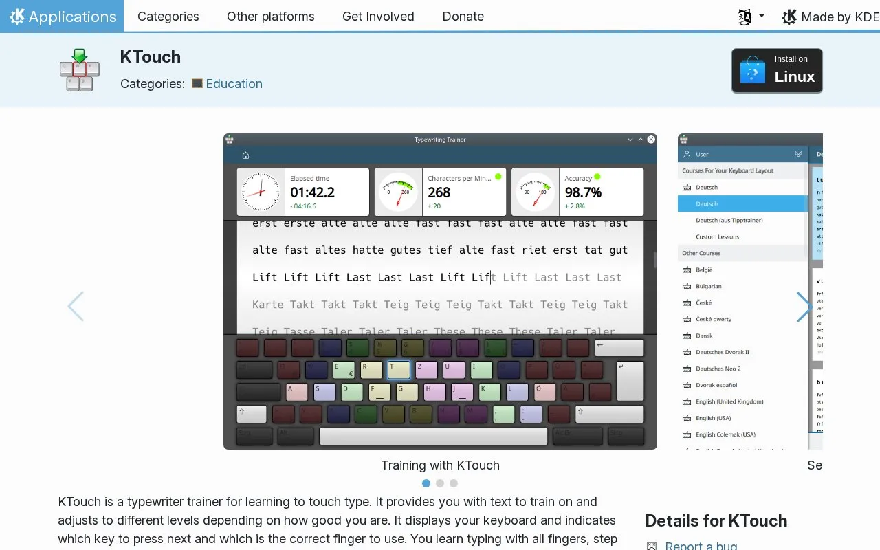KTouch homepage screenshot
