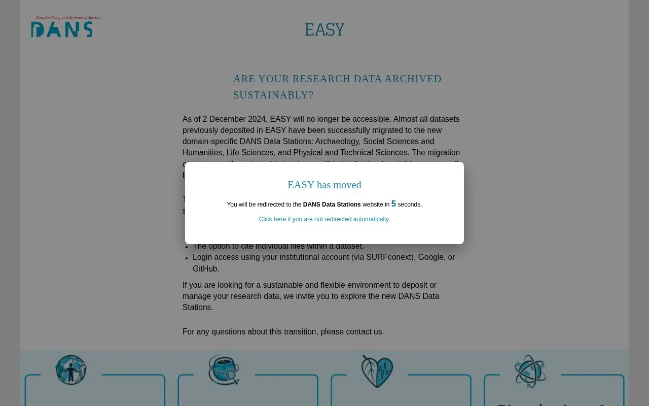 EASY homepage screenshot