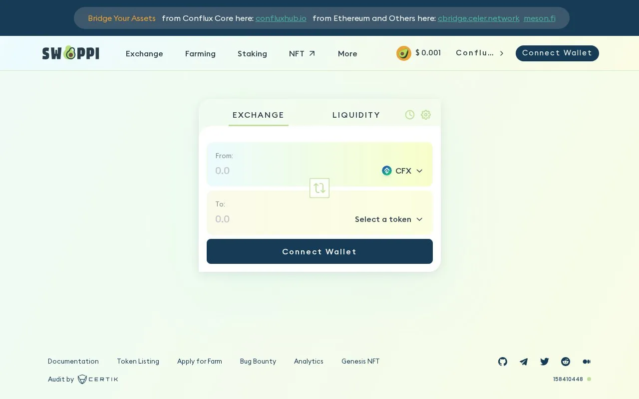 Swappi homepage screenshot