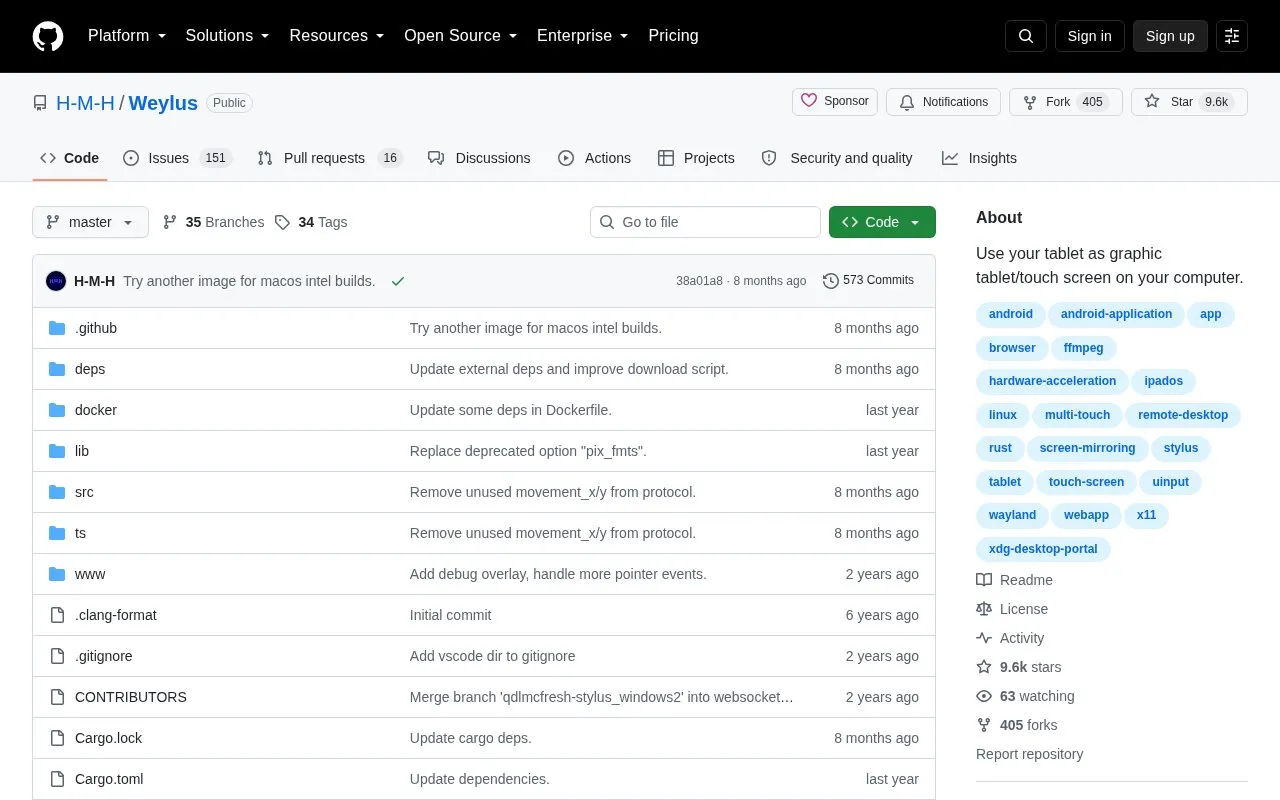 Weylus homepage screenshot