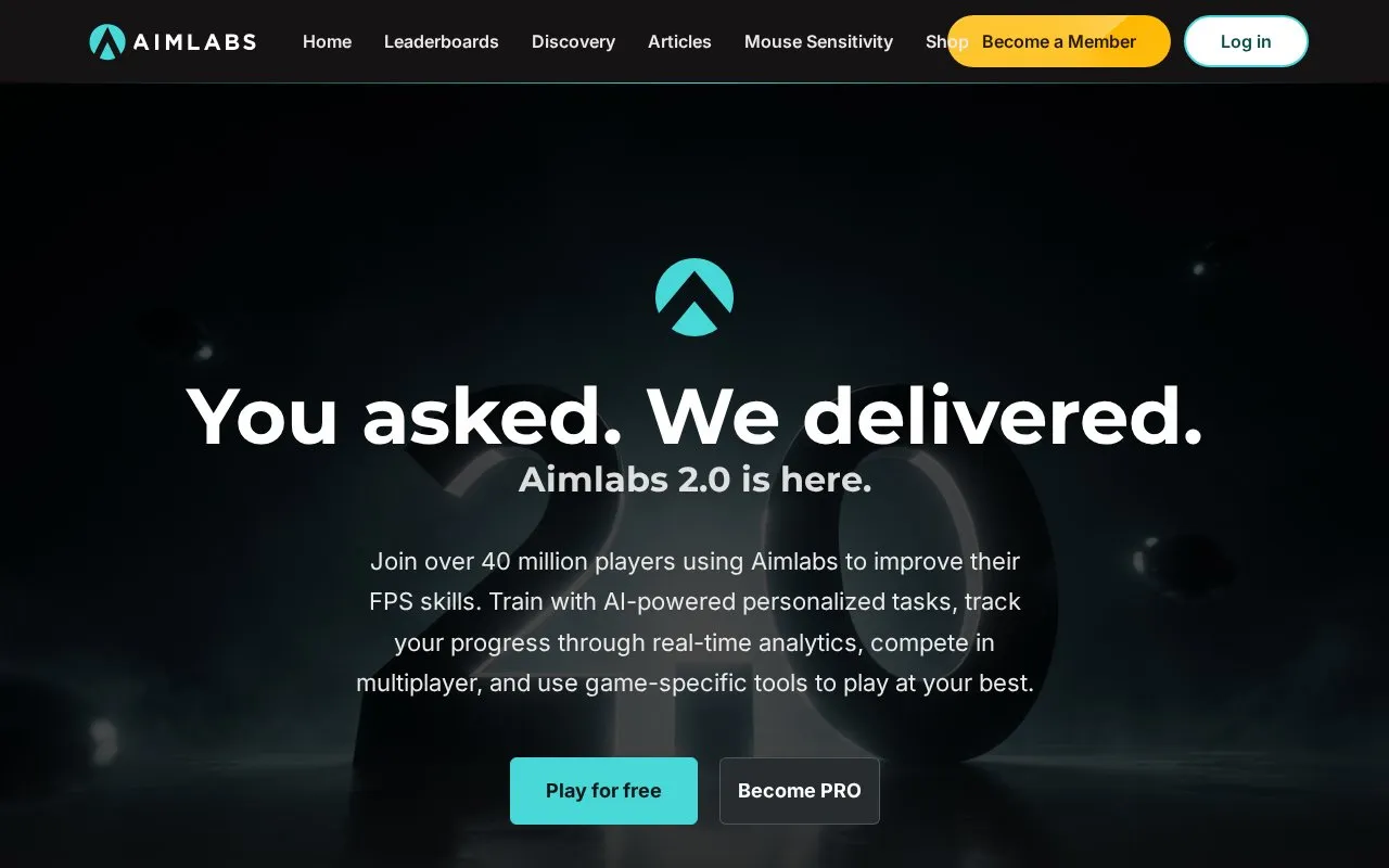 Aimlabs homepage screenshot