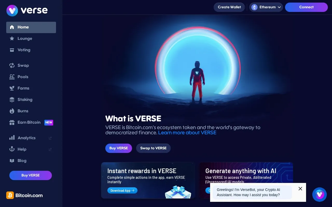 VERSE homepage screenshot