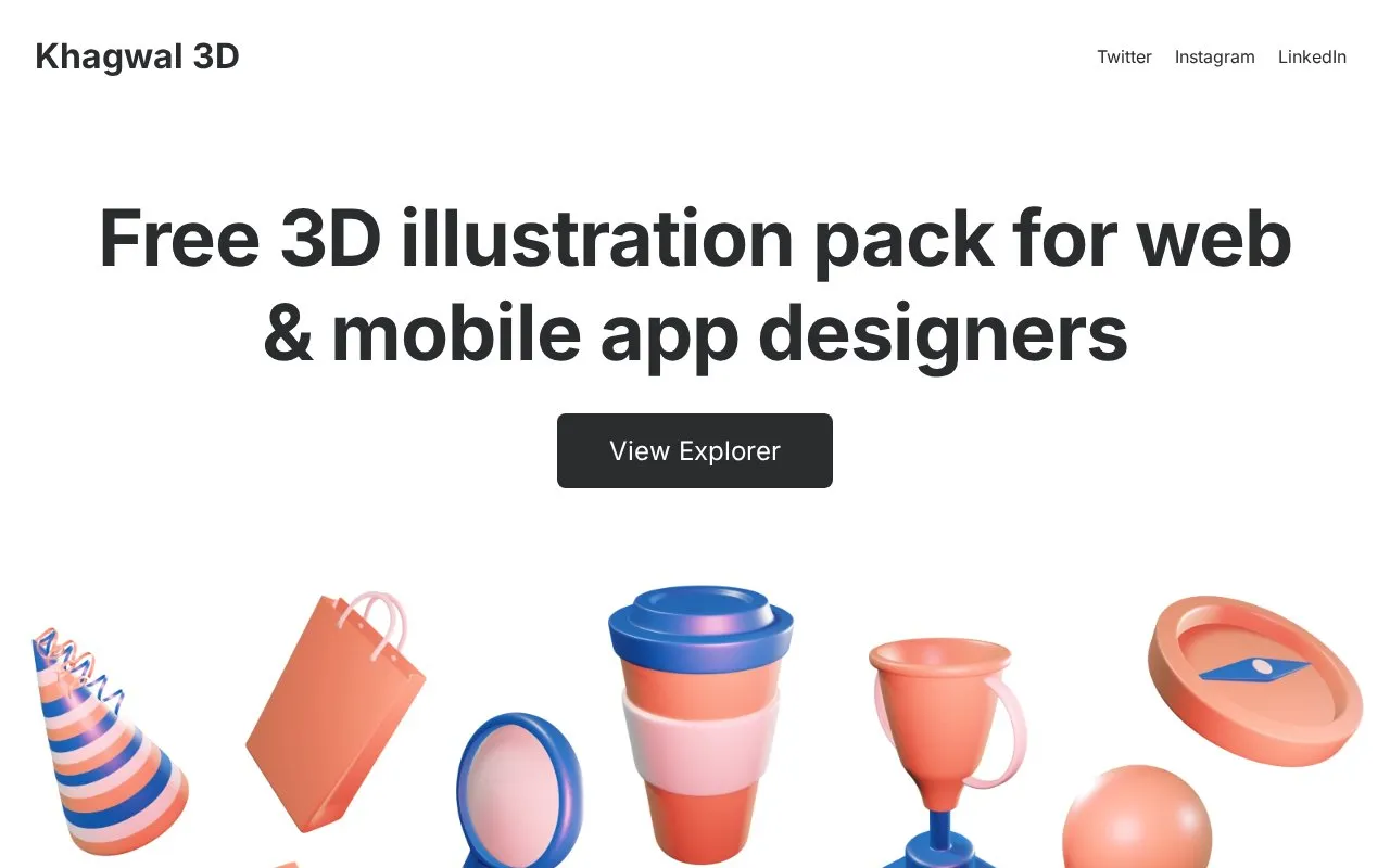 3D Illustrations homepage screenshot
