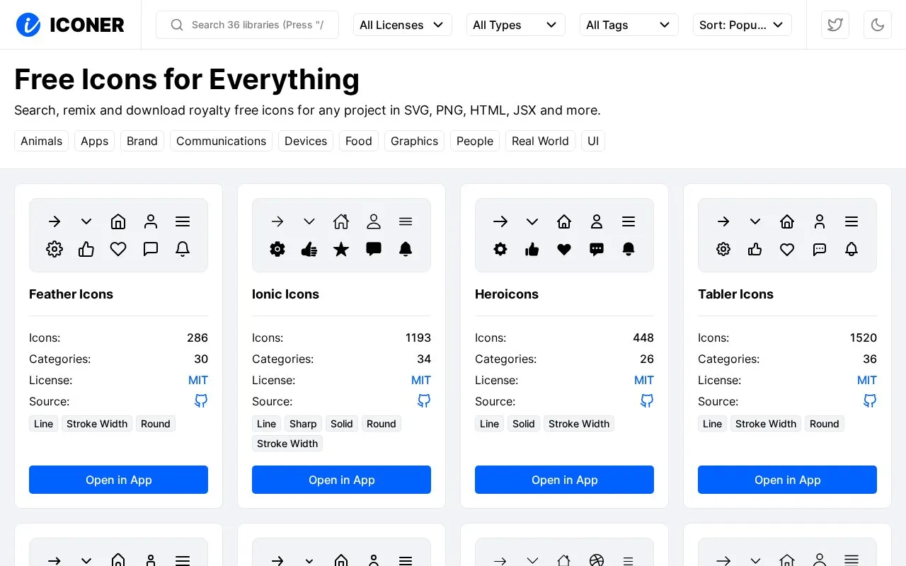 iconer homepage screenshot