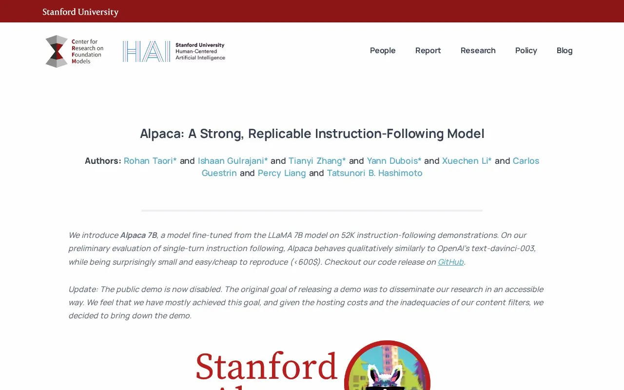 Alpaca homepage screenshot