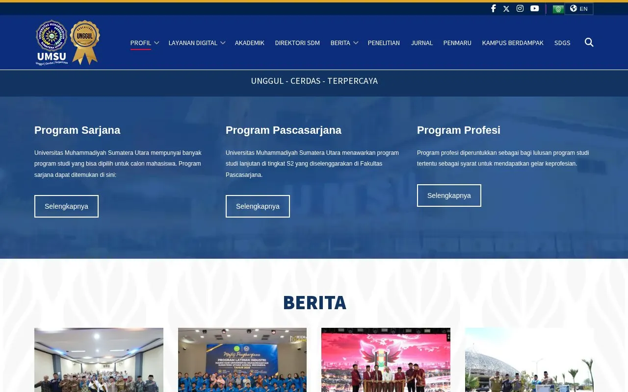 Universitas Muhammadiyah Sumatera Utara homepage screenshot