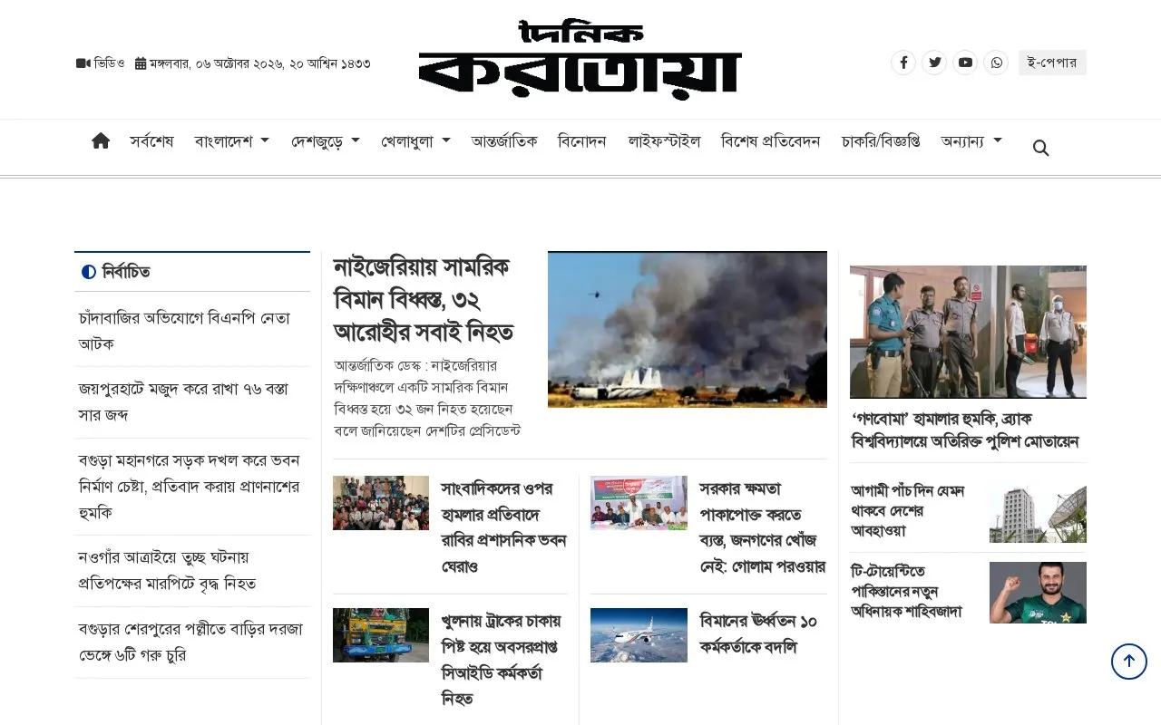 The Daily Karatoa homepage screenshot