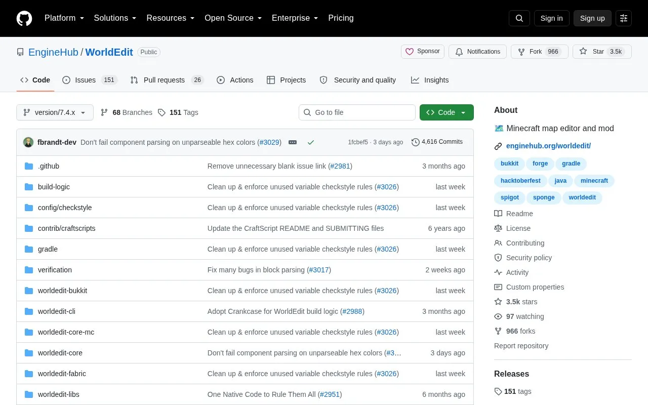 World Edit homepage screenshot