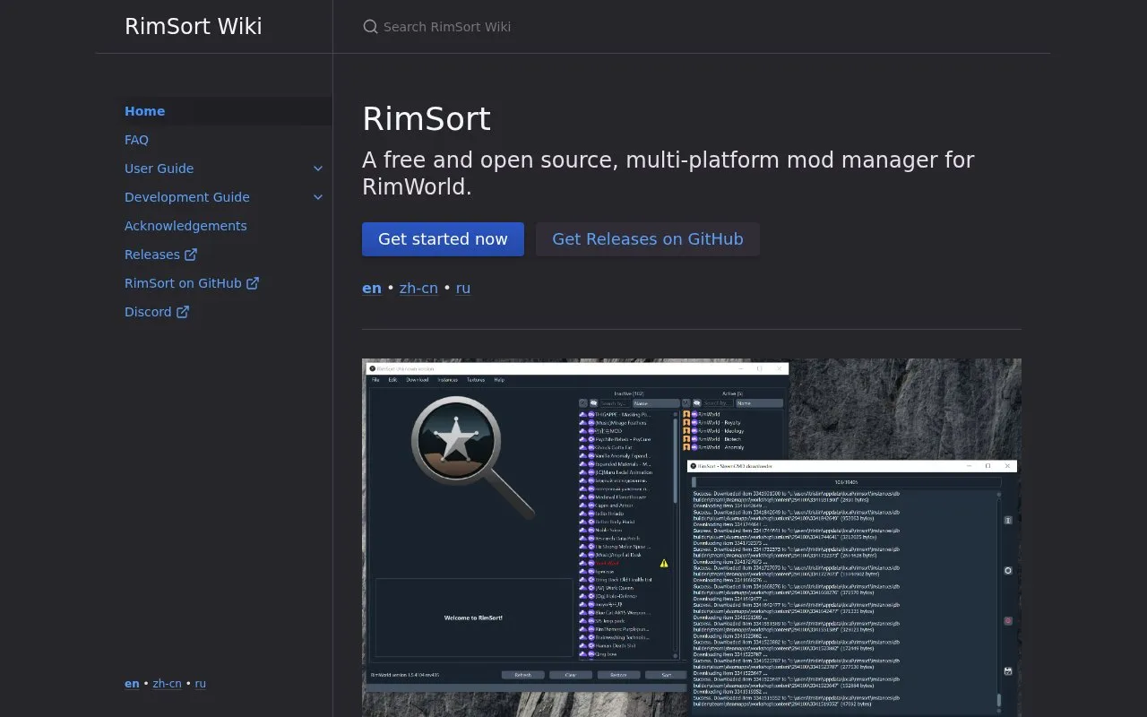 RimSort homepage screenshot