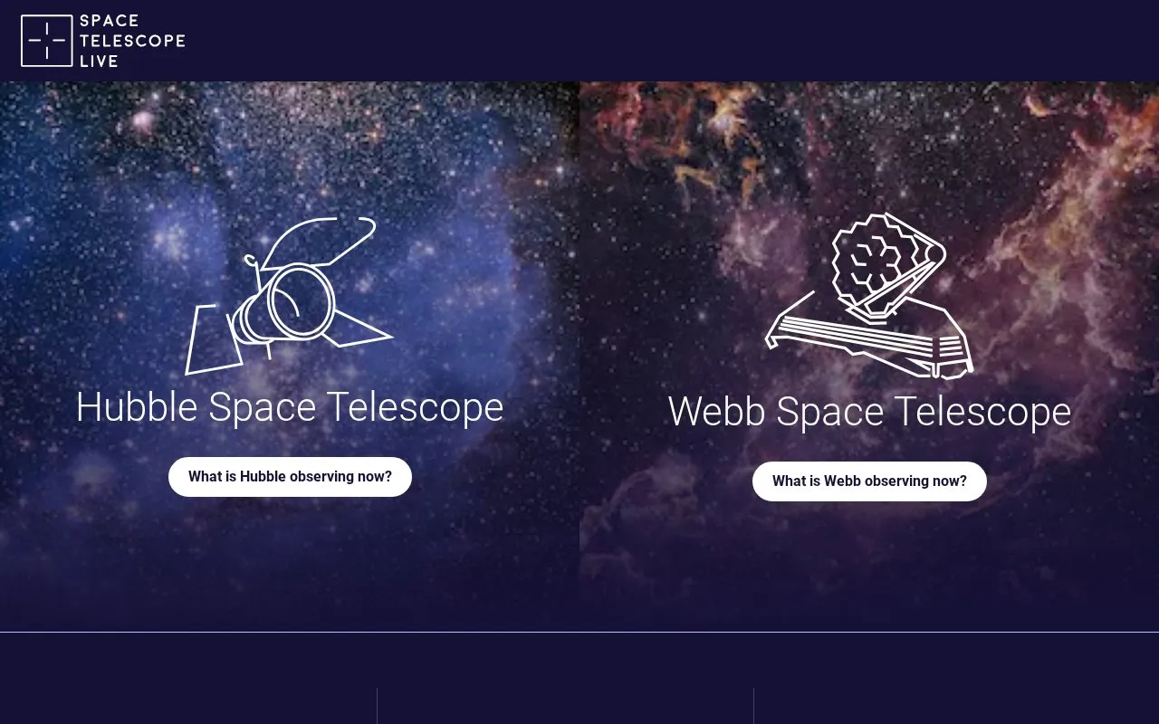 SpaceTelescopeLive homepage screenshot