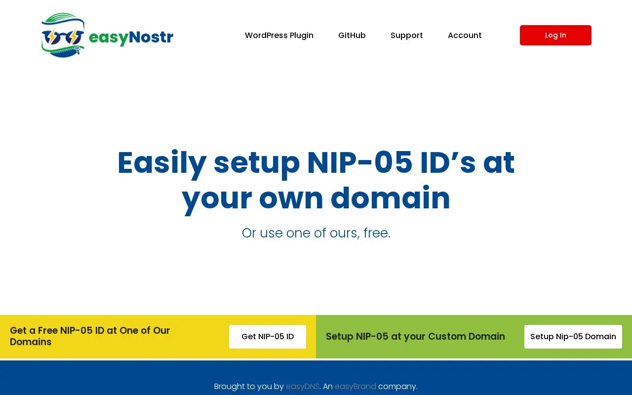 easyNostr homepage screenshot