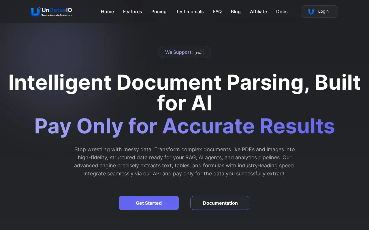 UnDatasIO homepage screenshot
