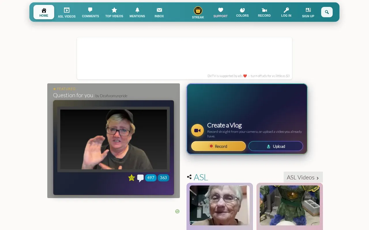 DeafVideo homepage screenshot
