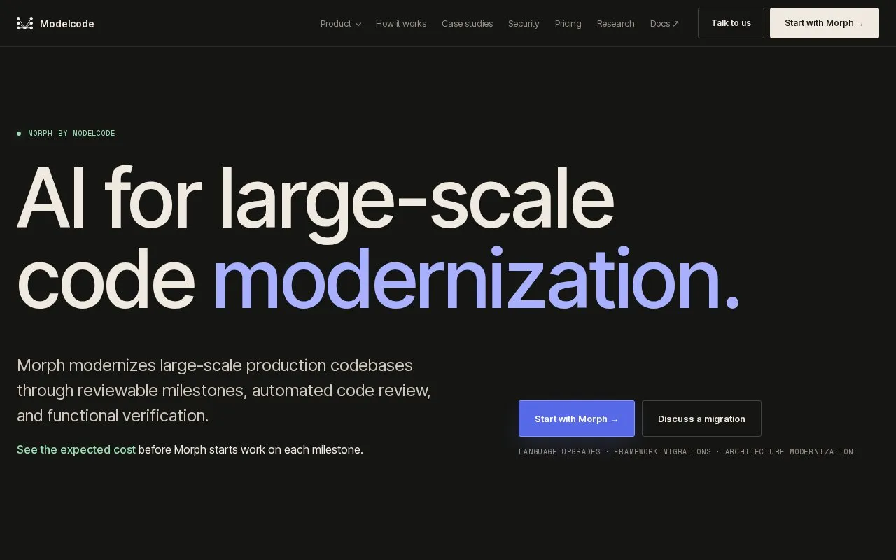 Modelcode homepage screenshot