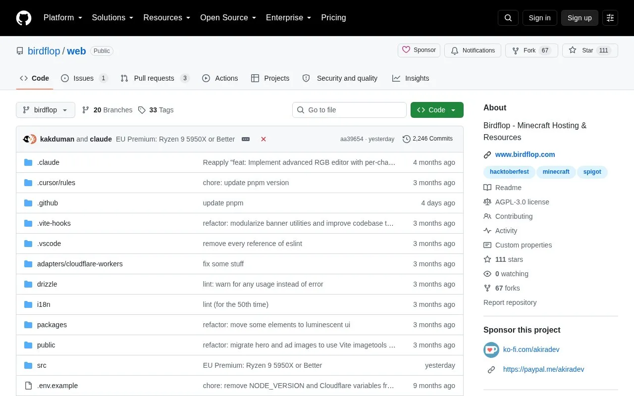 Web homepage screenshot