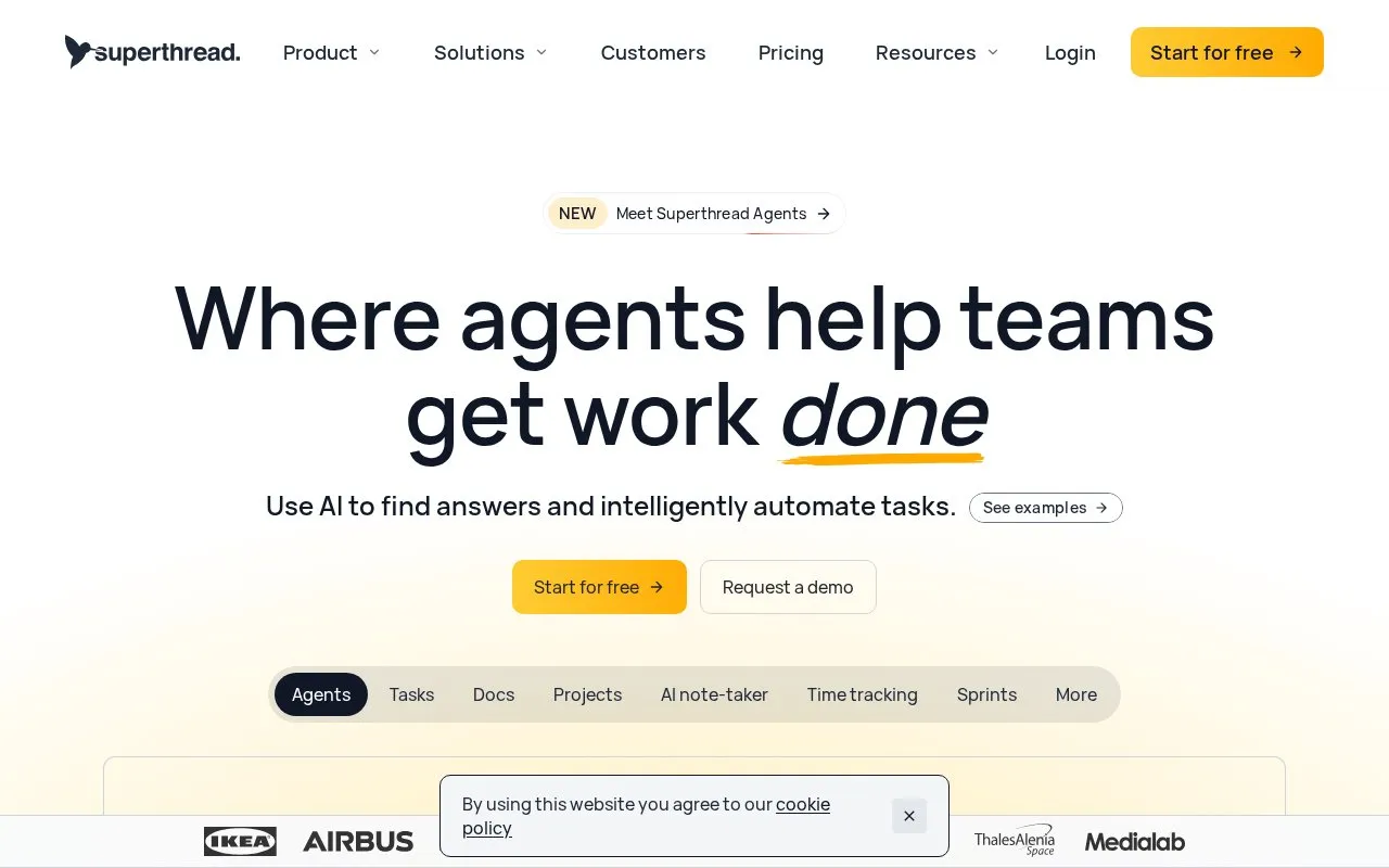 Superthread homepage screenshot
