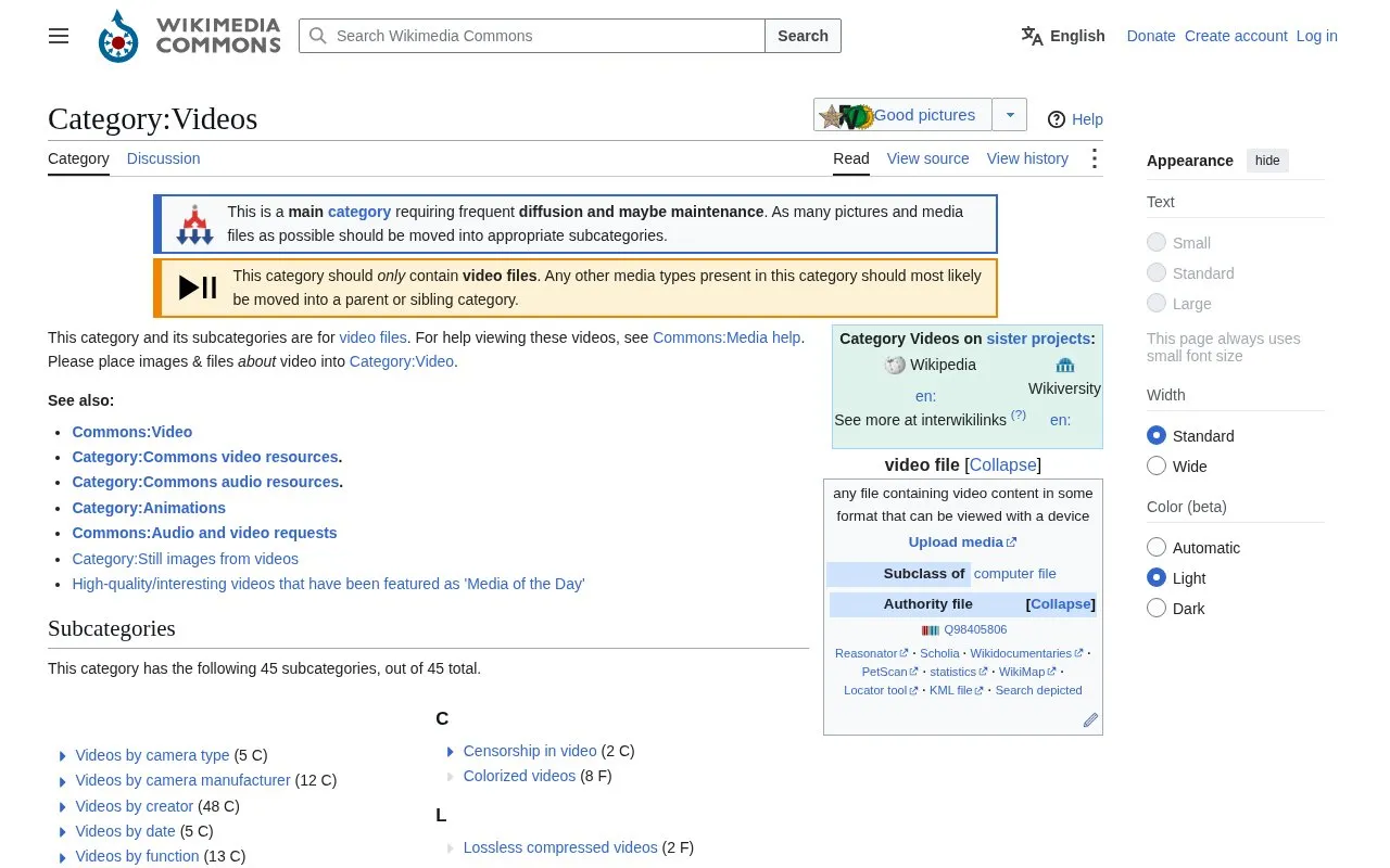 commons.wikimedia homepage screenshot
