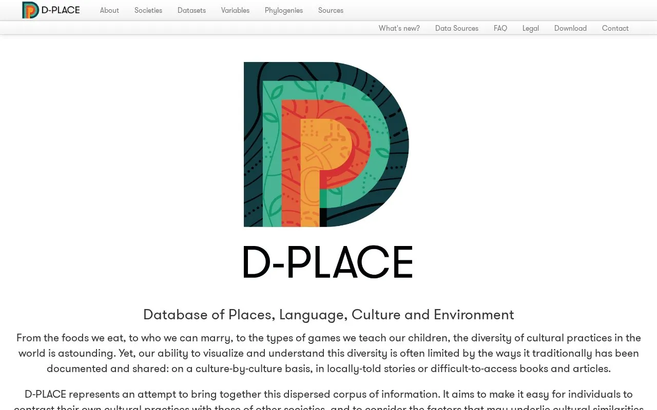 D-PLACE homepage screenshot