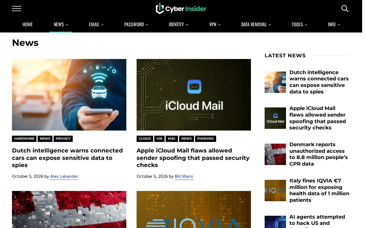 RestorePrivacy homepage screenshot