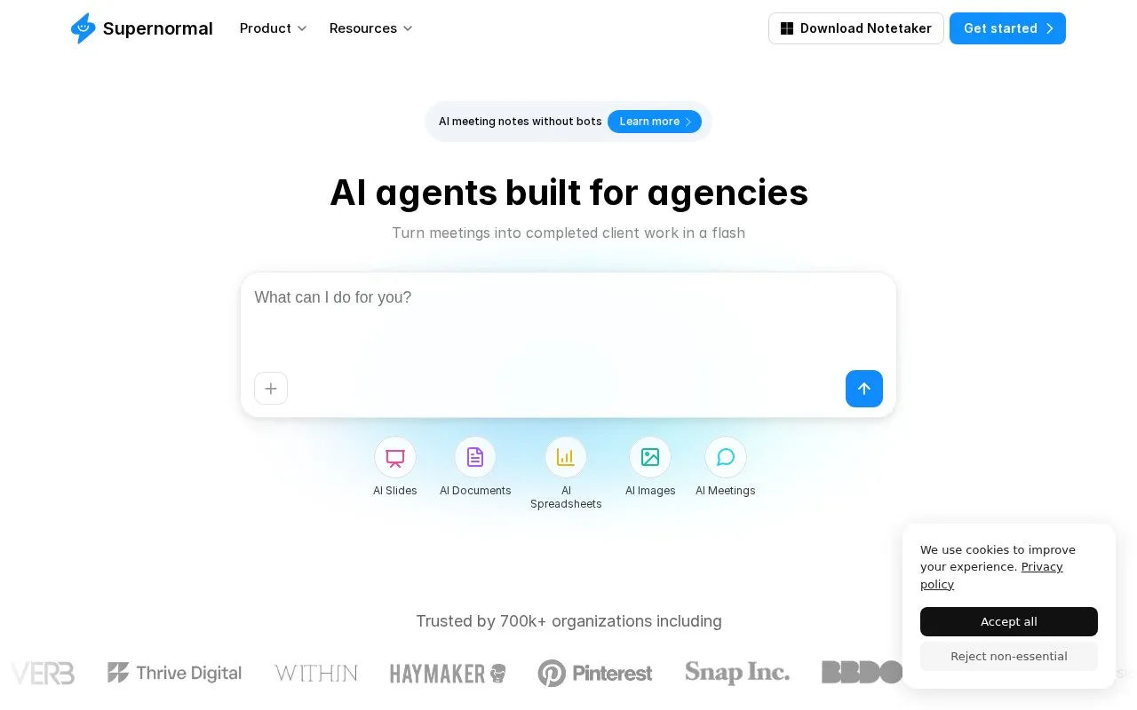 Supernormal homepage screenshot