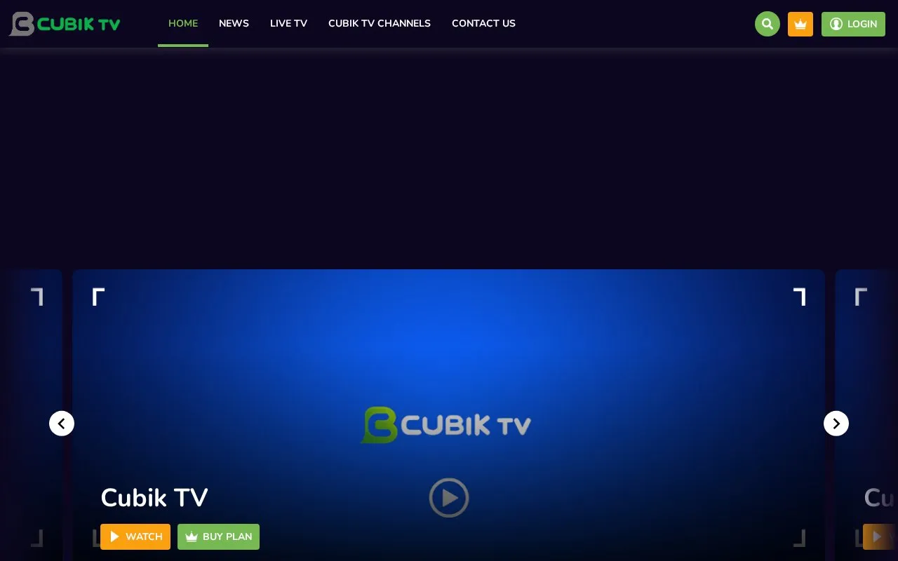 Cubik TV homepage screenshot
