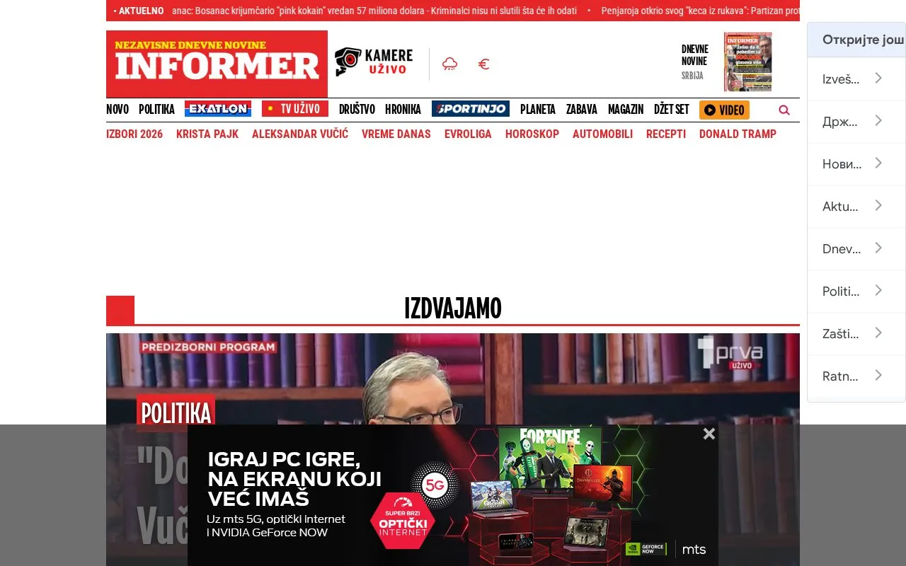 INFORMER homepage screenshot