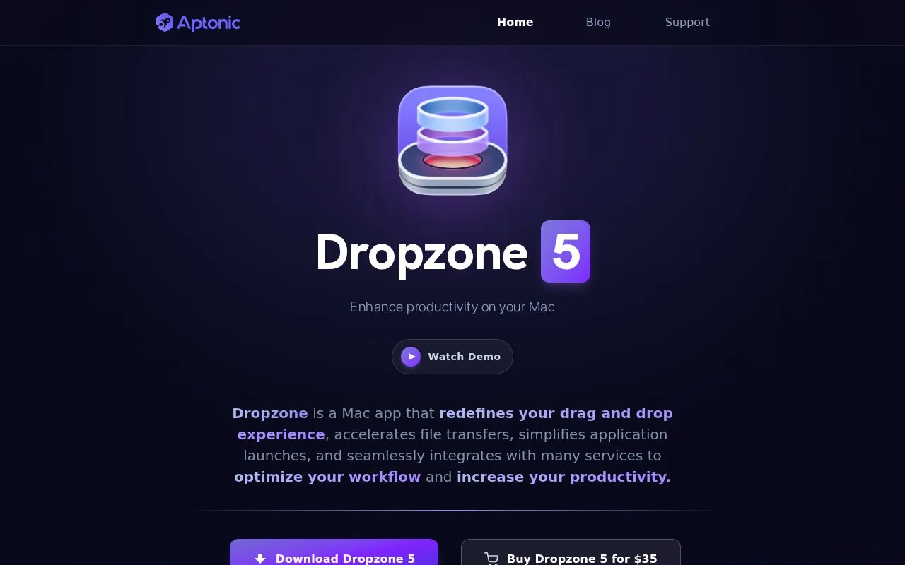 Aptonic homepage screenshot