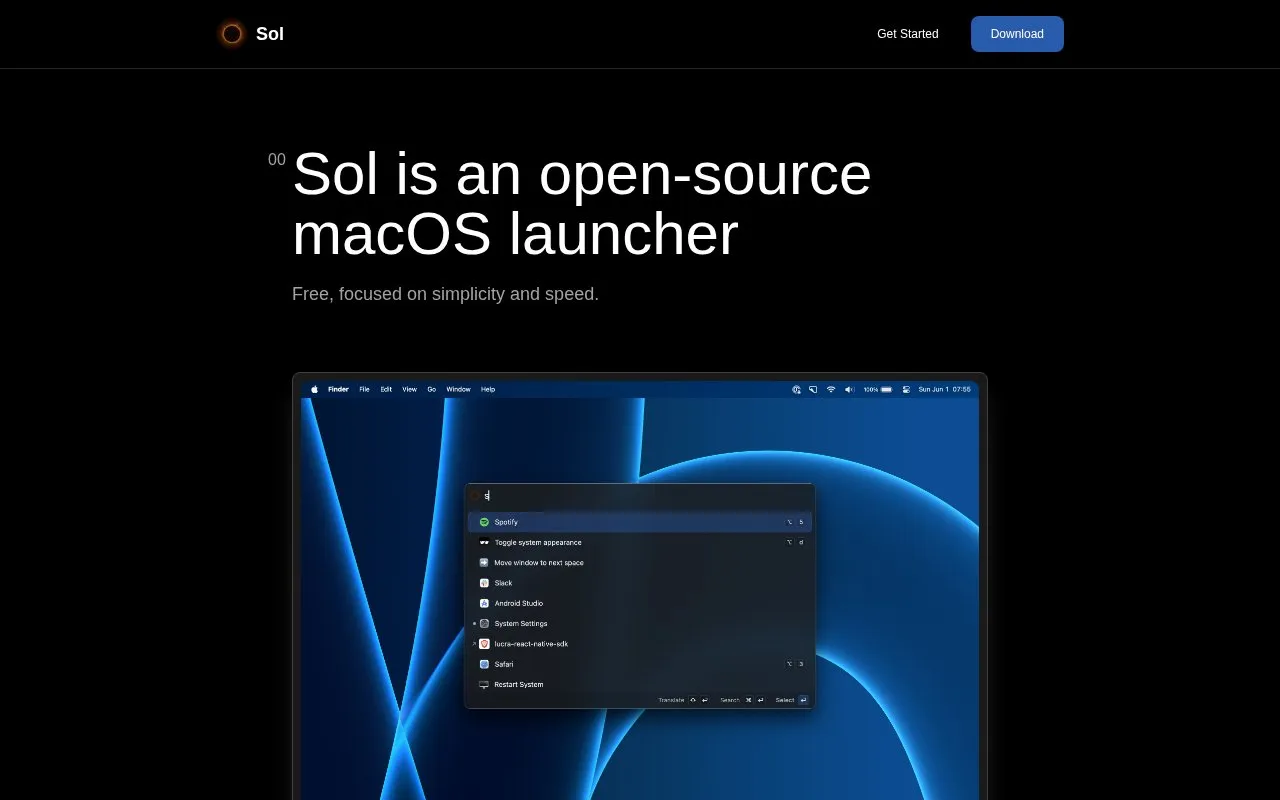 SOL homepage screenshot