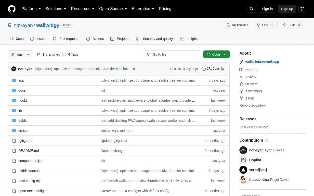 Wallwidgy homepage screenshot