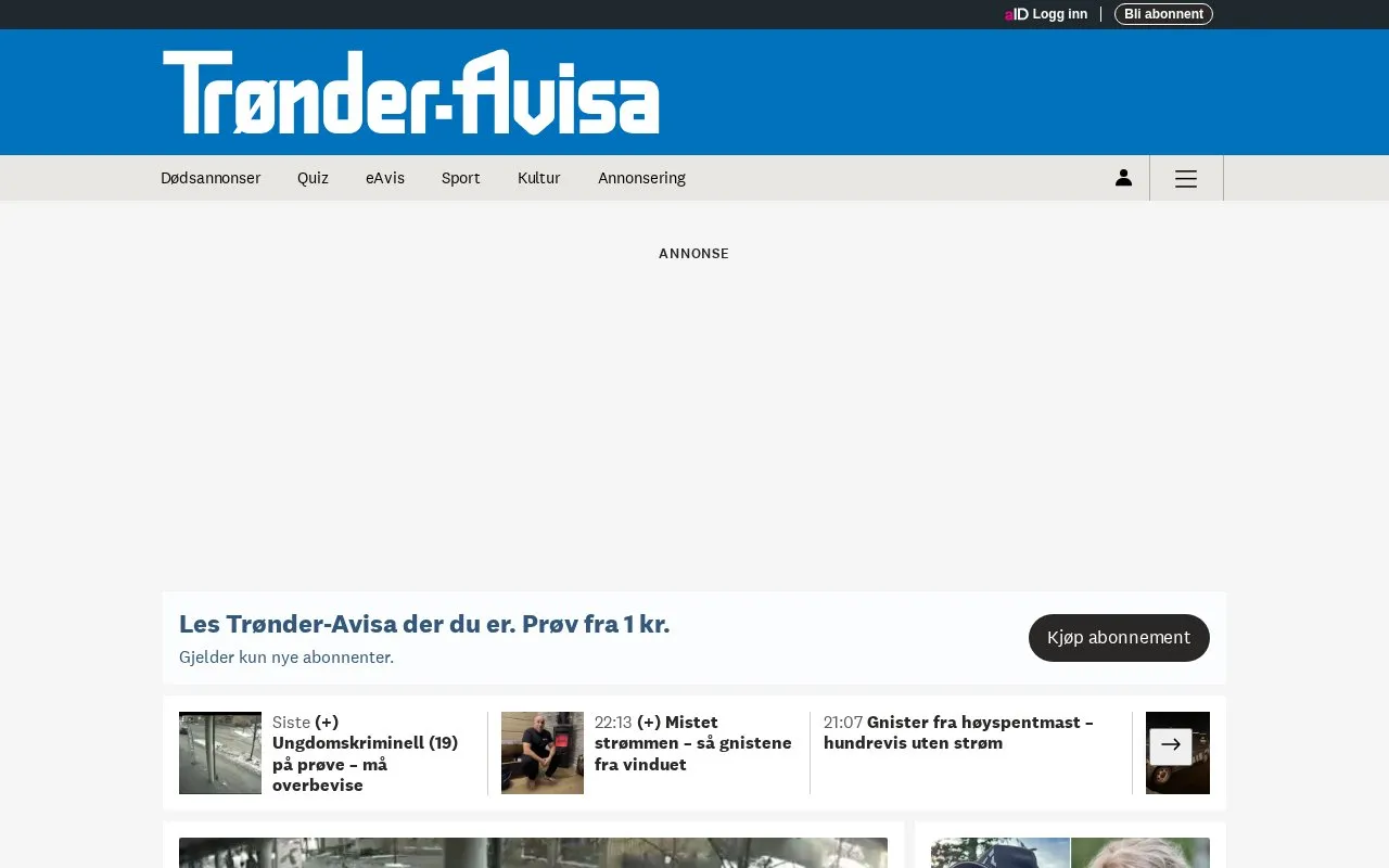 Trønder-Avisa homepage screenshot