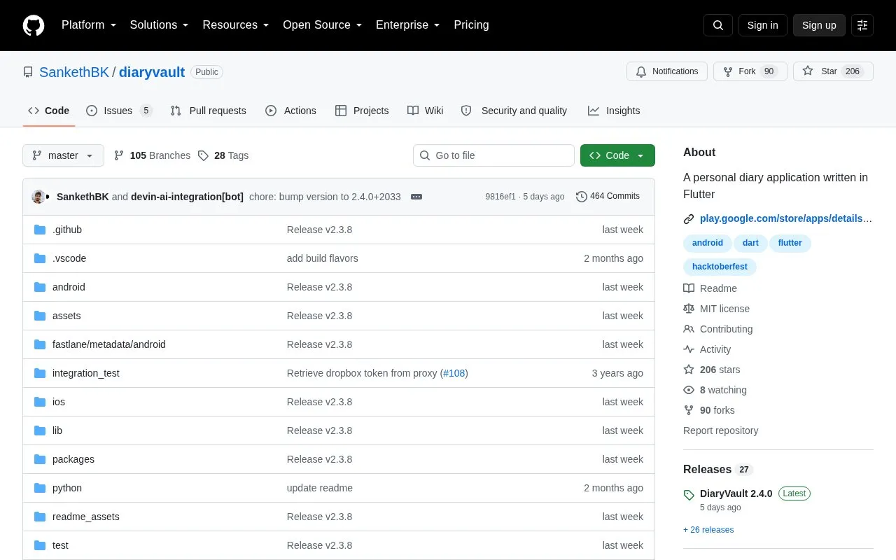 DiaryVault homepage screenshot