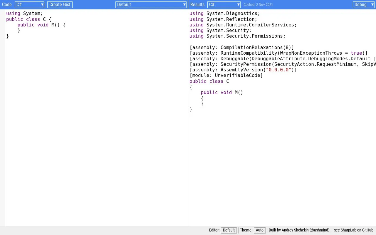 Sharplab homepage screenshot
