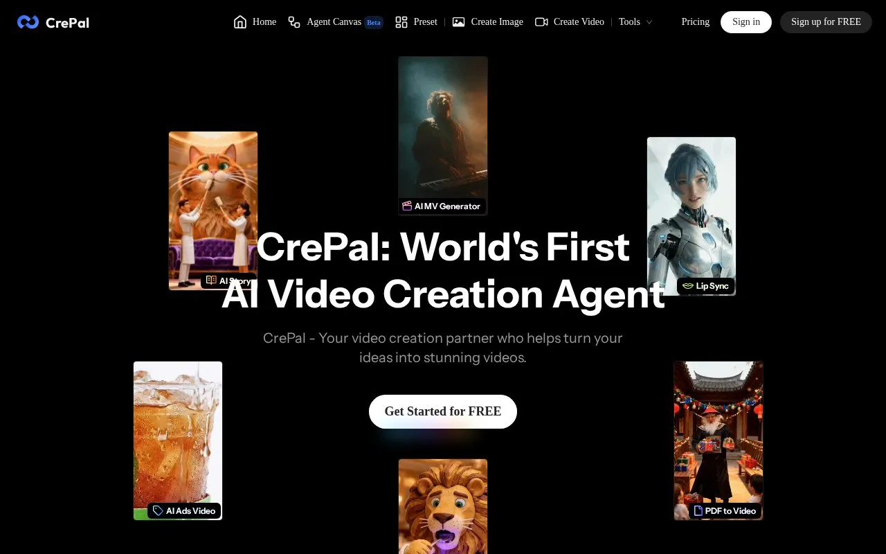 CrePal homepage screenshot
