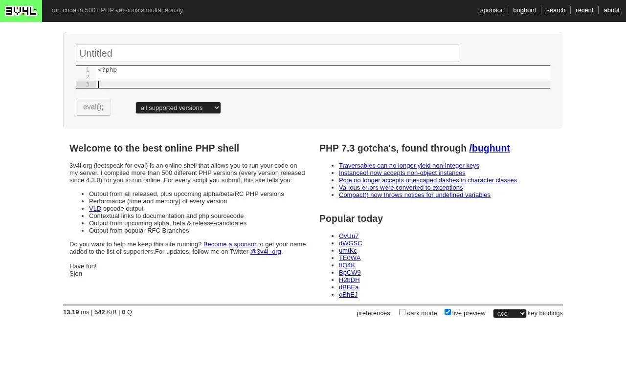3v4l homepage screenshot