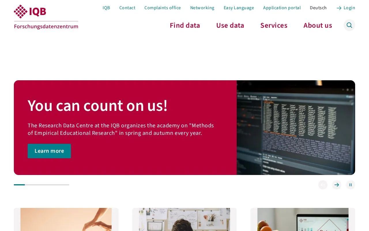 Forschungsdatenzentrum am IQB homepage screenshot