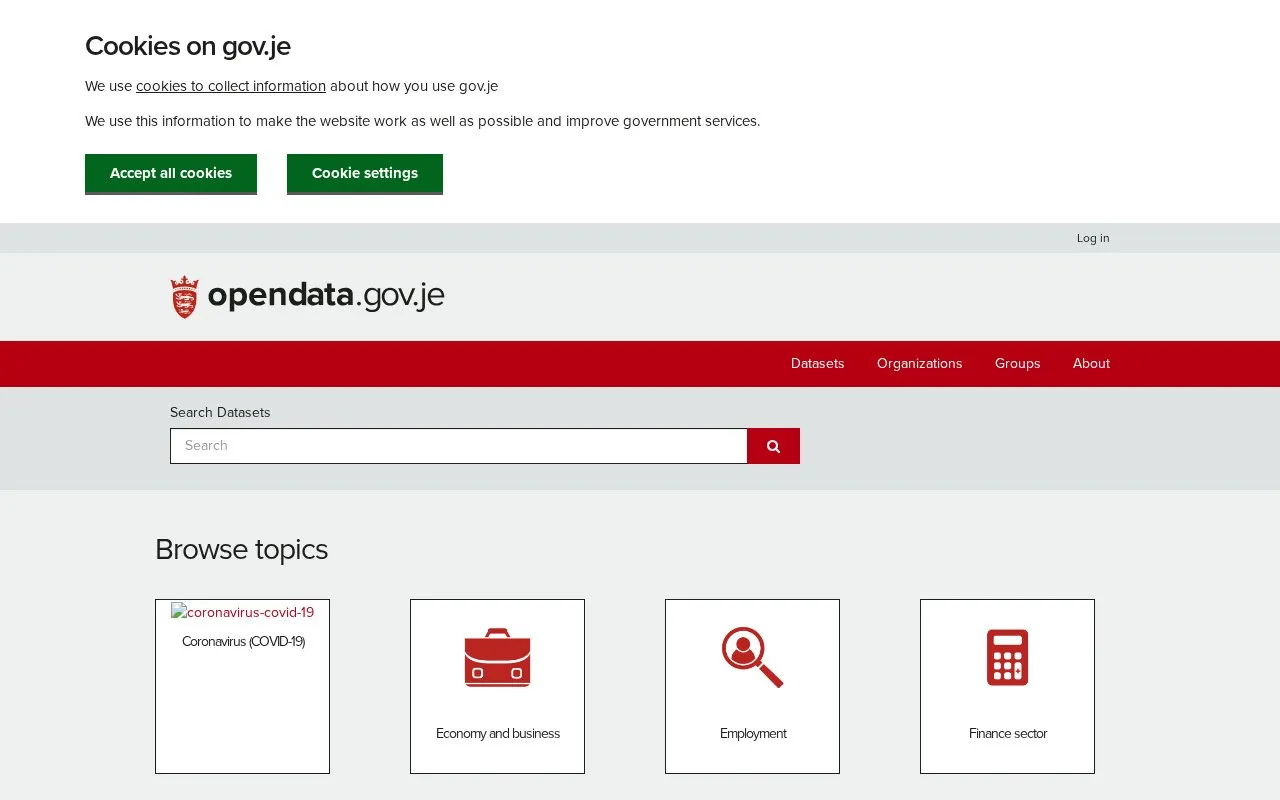 opendata.gov.je homepage screenshot