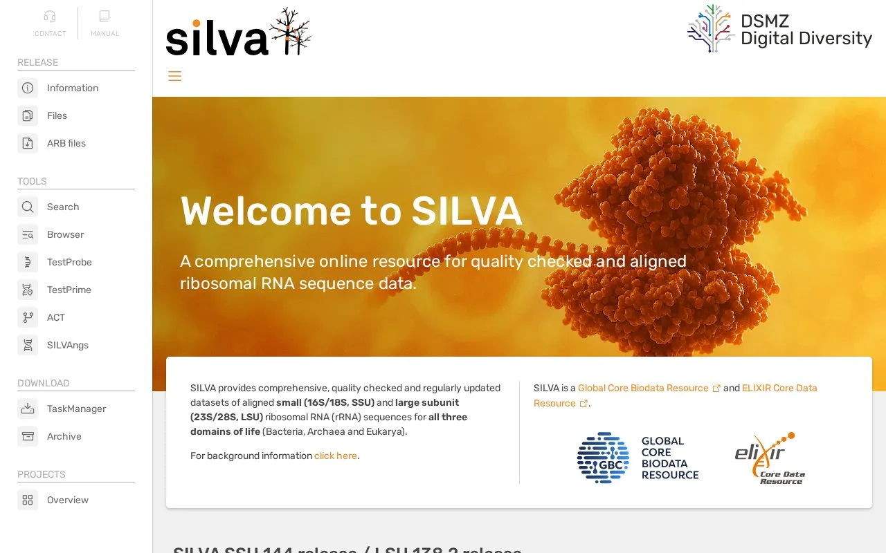 SILVA homepage screenshot