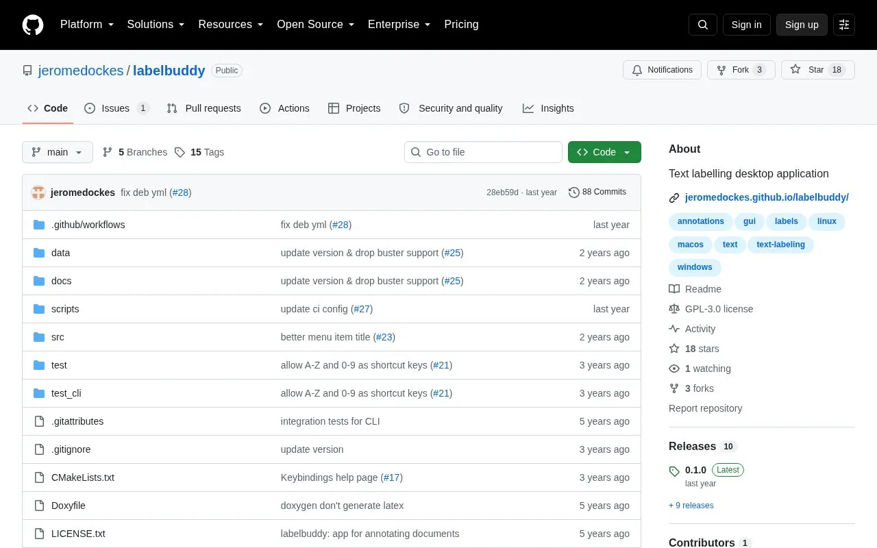 Labelbuddy homepage screenshot