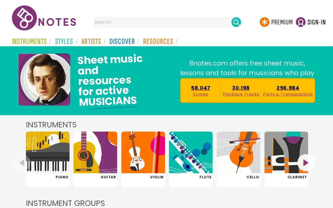 8notes homepage screenshot