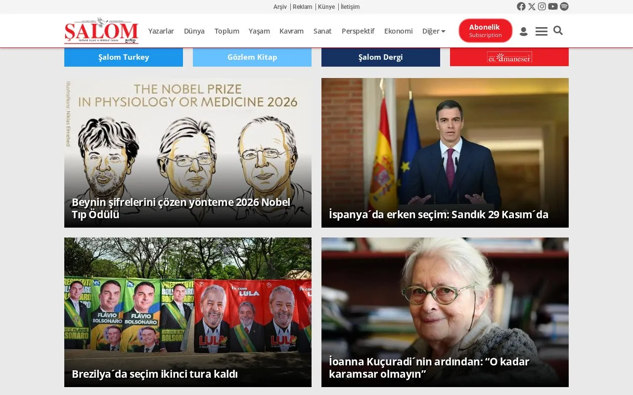 Şalom homepage screenshot