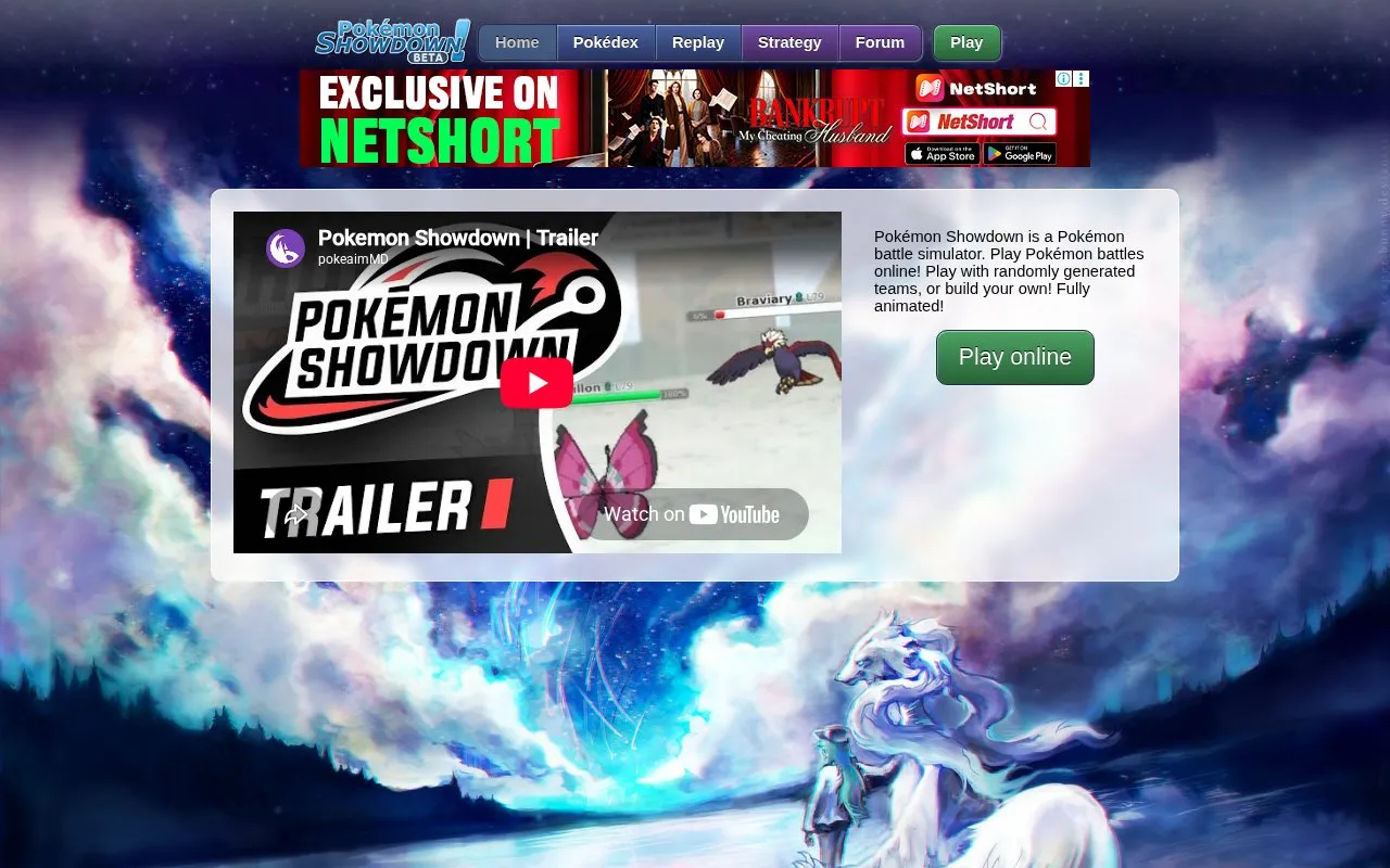Pokémon Showdown homepage screenshot
