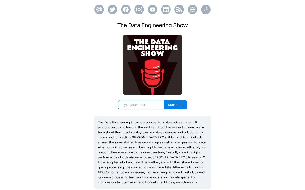 The Data Engineering Show homepage screenshot