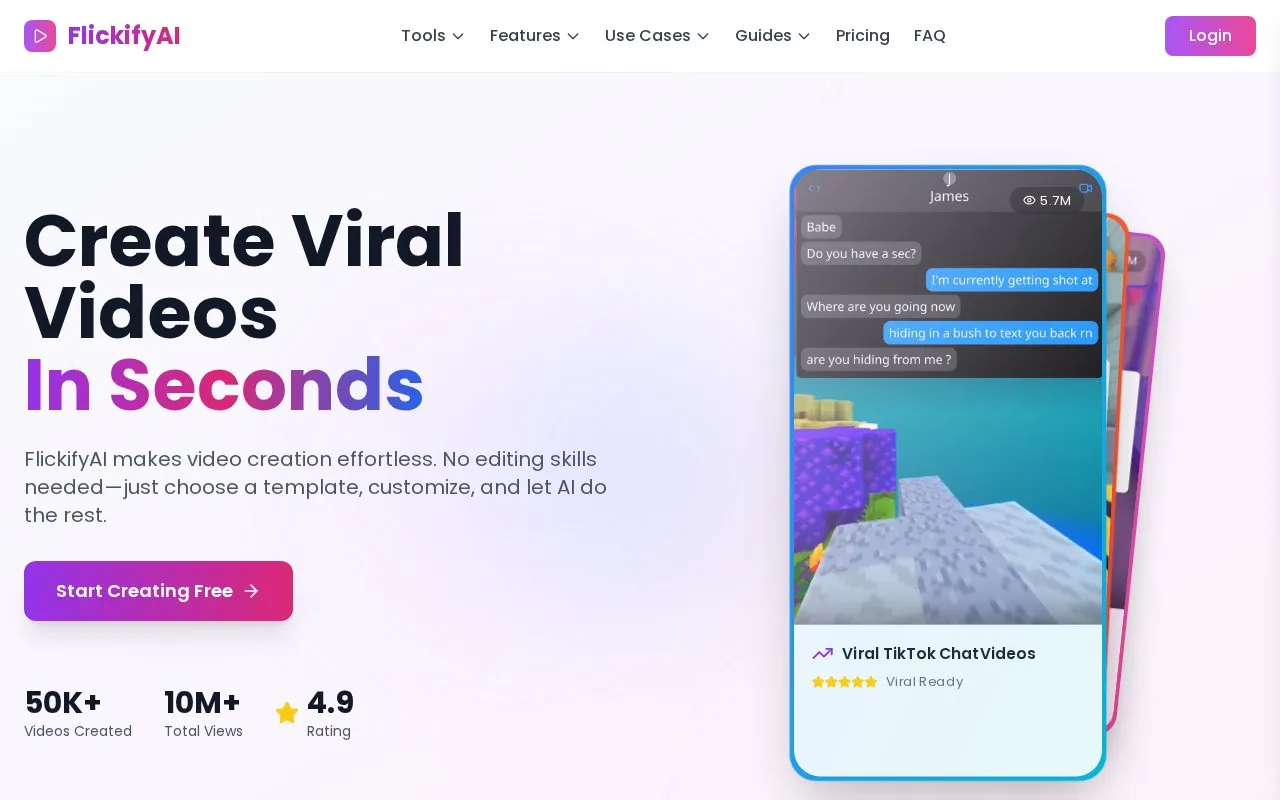 FlickifyAI homepage screenshot