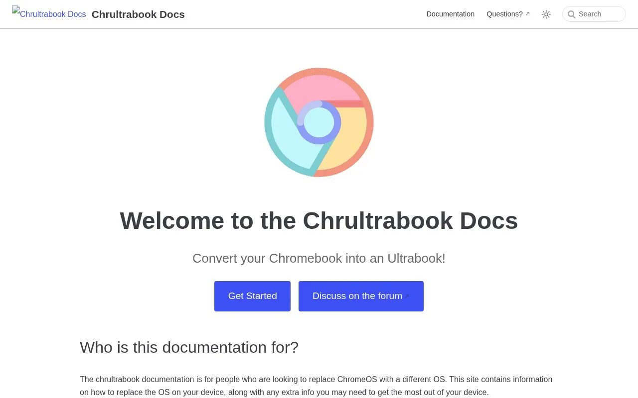 Chrultrabook homepage screenshot