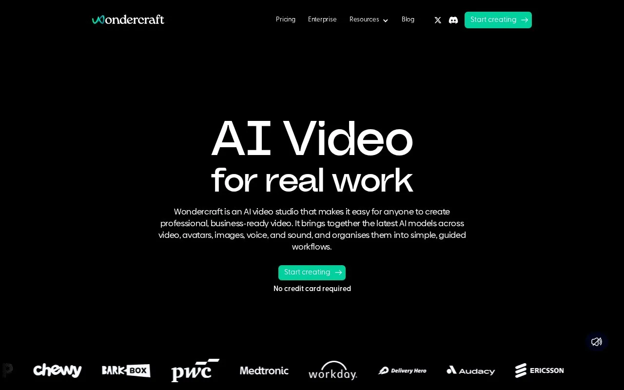 Wondercraft homepage screenshot