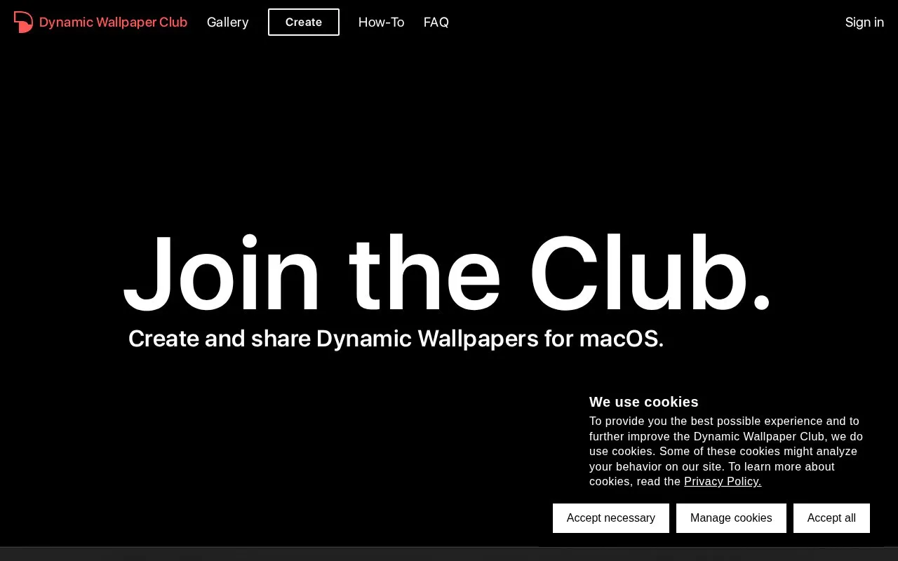 Dynamic Wallpaper Club homepage screenshot