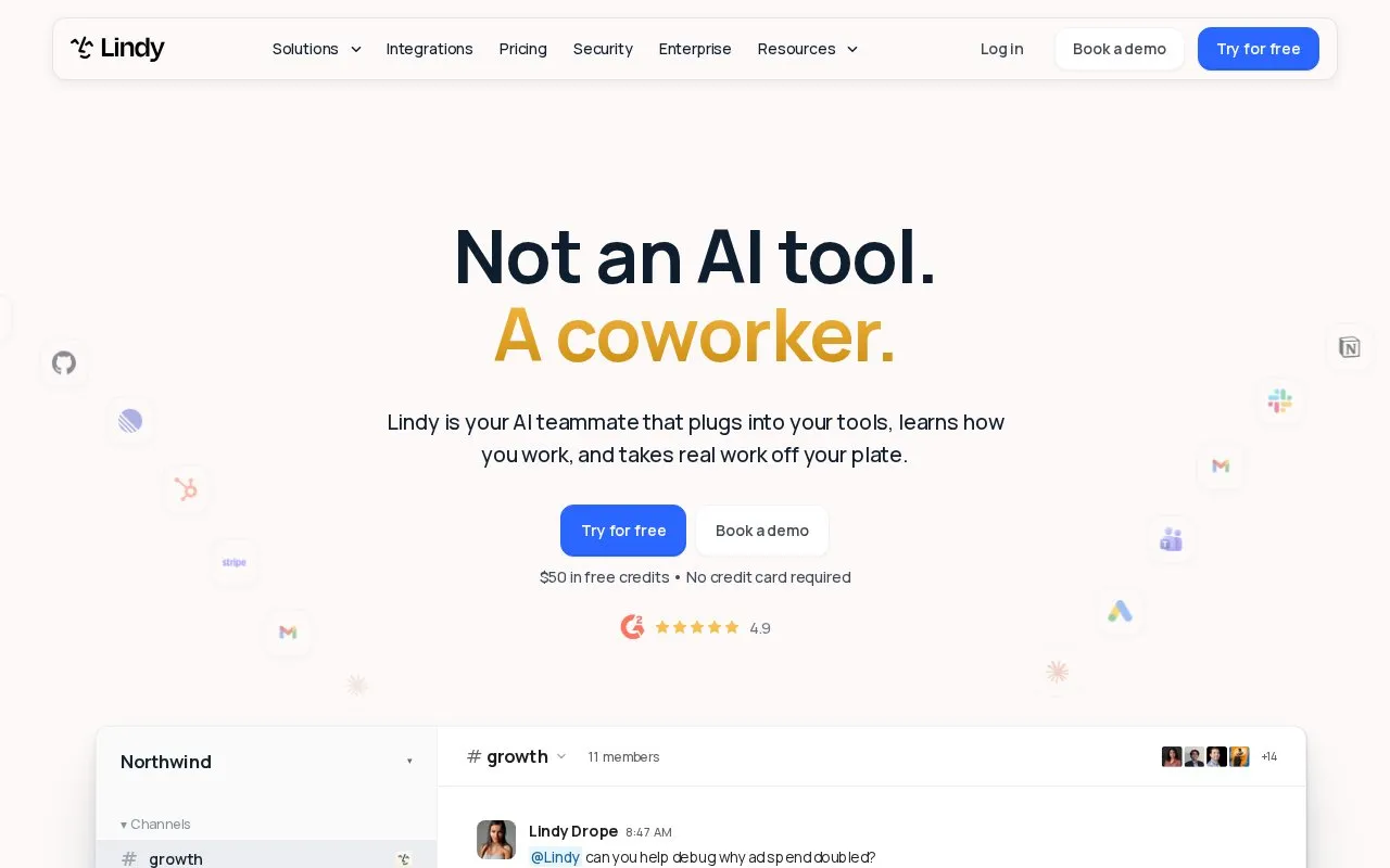 Lindy homepage screenshot
