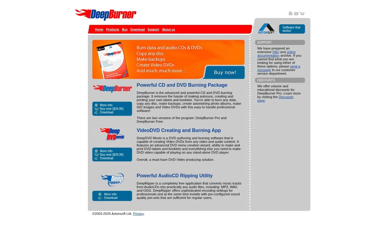 DeepBurner homepage screenshot